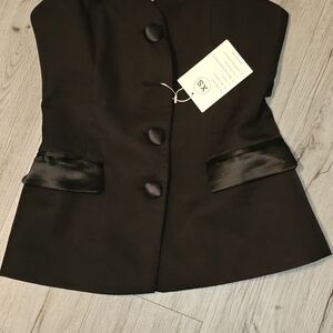 SHEIN Elegant Black Blazer with Satin Accents